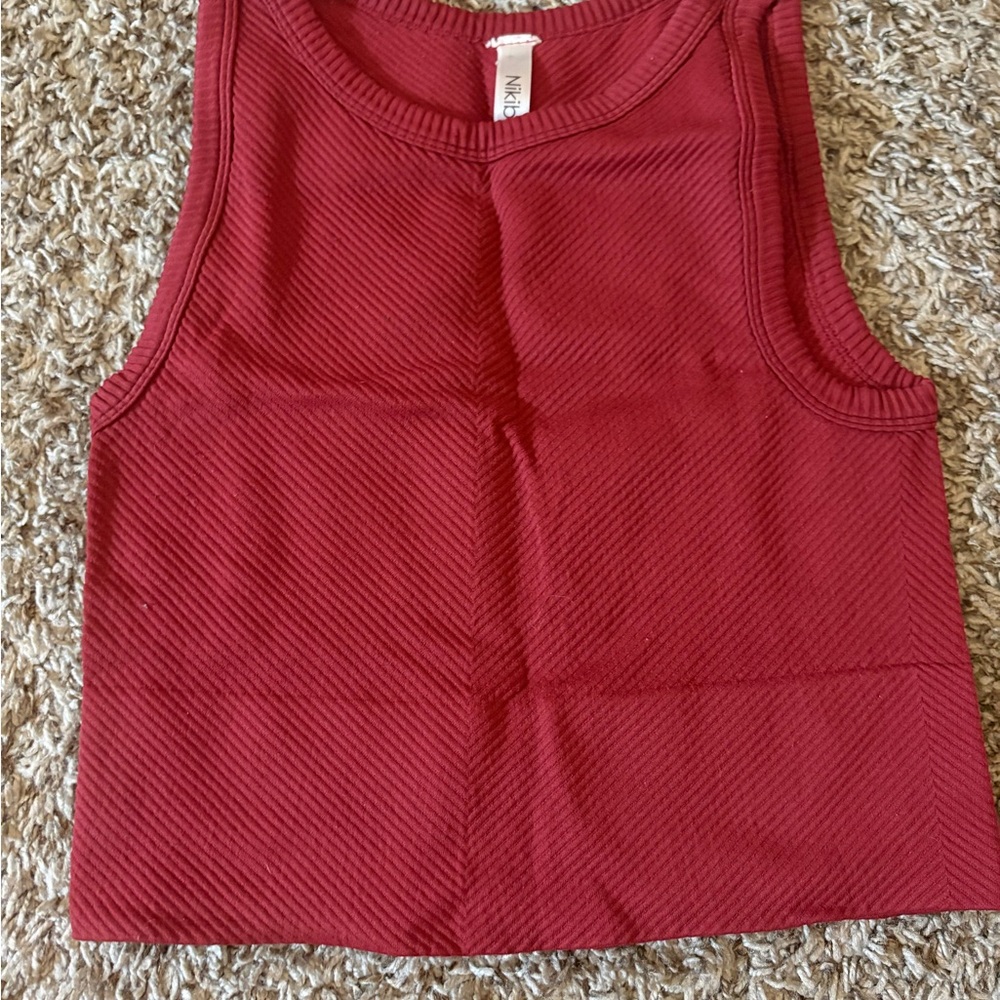 Nikibiki Deep Red Ribbed Tank Top